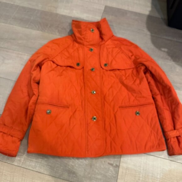 TALBOTS WOMENS BRIGHT ORANGE QUILTED JACKET SMALL - Picture 1 of 8